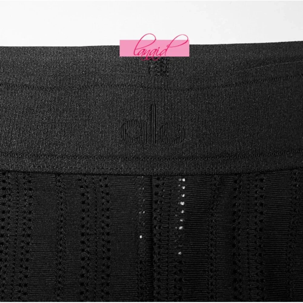 NEW Alo High-Waist Euphoria Leggings Black Mesh Sheer See-Through Transparent S